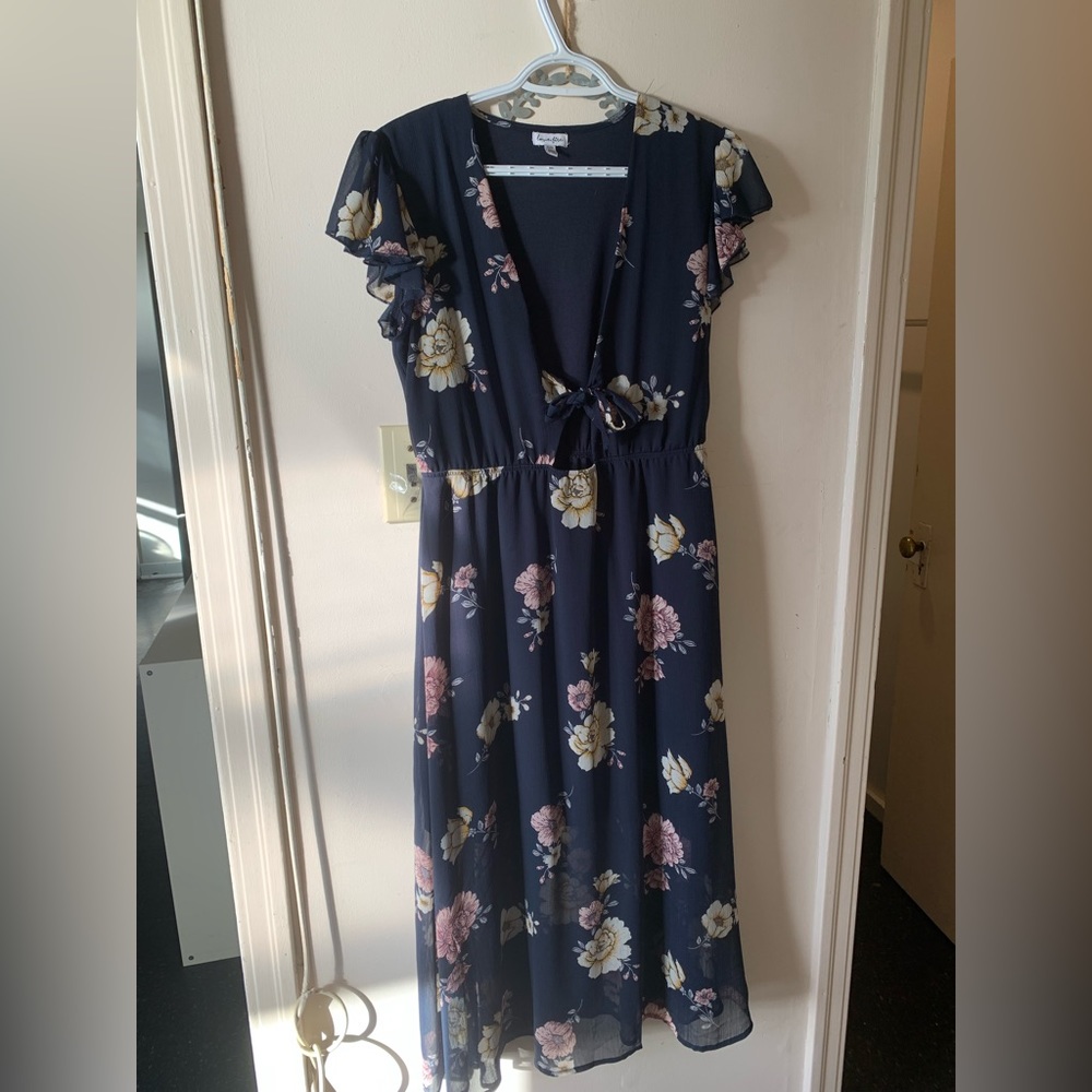 Floral navy dress
